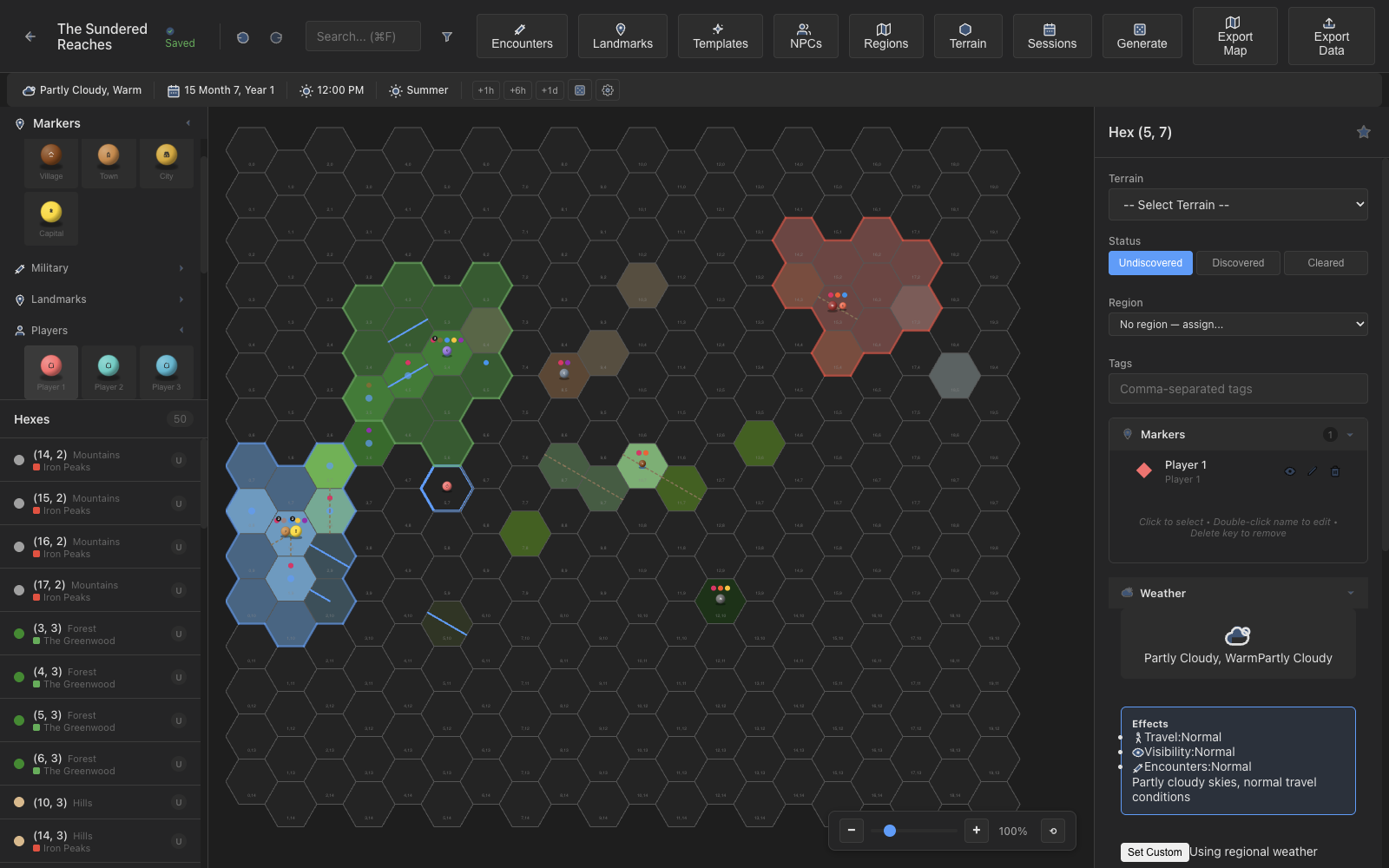 Player view with fog of war